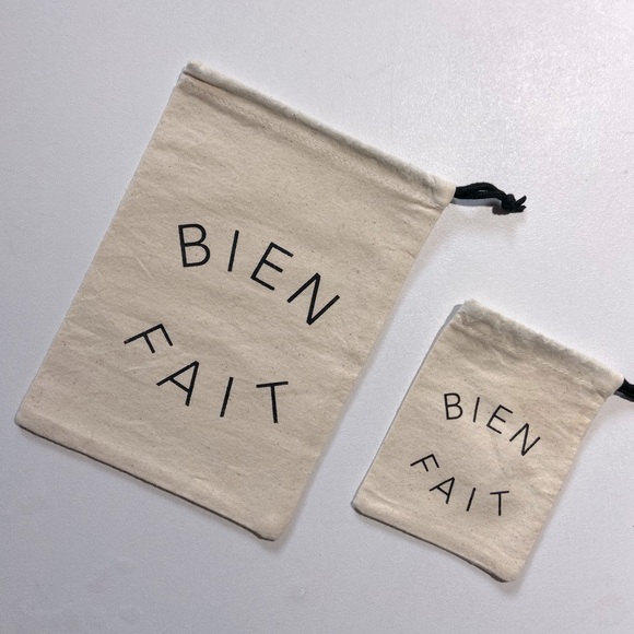 Clare V Merci Beau Coup Large French Dust Bag set of 3 Anthropologie Cream Red - Picture 14 of 15